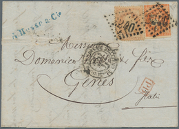 Frankreich: 1862/1870, Bordeaux Issue 40 C. Orange And Napoléon 40 C. Orange, Tied By GC "2240" To F - Other & Unclassified