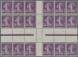 Frankreich: 1906, Semeuse 35c. Violet Block Of 18 With Horizontal And Vertical Gutters Between, Mint - Andere & Zonder Classificatie