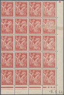 Frankreich: 1944, Iris 1.50fr. Red-brown Block Of 20 From Lower Right Corner With Printing Date '-6. - Andere & Zonder Classificatie