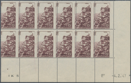 Frankreich: 1946, Landscapes 15fr. Brownish-purple ‚Rocamadour‘ Block Of Twelve From Lower Right Cor - Altri & Non Classificati