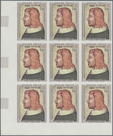 Frankreich: 1964, Painting 1.00fr. ‚John The Good, King Of France‘ IMPERFORATE Block Of Nine From Lo - Altri & Non Classificati