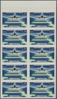 Frankreich: 1964, 25 Years Airmail At Night 0.25fr. Showing Landing Airplane IMPERFORATE Block Of Te - Andere & Zonder Classificatie