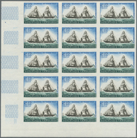 Frankreich: 1965, Stamp Day 0.25+0.10fr. ‚Steam Sailing Ship Guienne (1860)‘ IMPERFORATE Block Of 15 - Autres & Non Classés