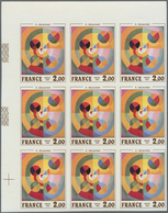 Frankreich: 1976, Painting From Robert Delauneay 2.00fr. IMPERFORATE Block Of Nine From Upper Left C - Andere & Zonder Classificatie