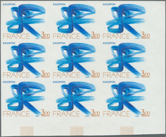 Frankreich: 1977, Painting From Roger Excoffon 3.00fr. ‚Initials RF ‘ IMPERFORATE Block Of Nine From - Andere & Zonder Classificatie