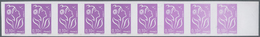 Frankreich: 2005, Marianne € 0,10 Purple Violett Imperforatet, Horizontal Strip Of 9 With Sheet Marg - Autres & Non Classés