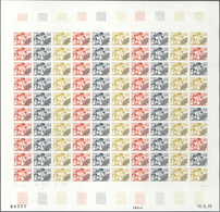 Frankreich - Vorausentwertungen: 1979, 2 Different Colour Proof Sheets Of 100 For The Issue Of "Edib - Altri & Non Classificati