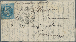 Frankreich - Ballonpost: 1870, 10.11., Most Presumably "LA DAGUERRE", Lettersheet Franked With 20c. - 1960-.... Brieven & Documenten