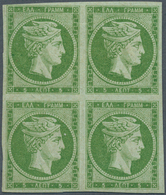 Griechenland: 1861: 5 Lepta Yellow-green, First Athens Printing, Medium Fine Impression, Block Of Fo - Unused Stamps