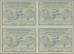 Griechenland - Ganzsachen: Design "Rome" 1906 International Reply Coupon As Block Of Four 30 L. Grec - Postwaardestukken