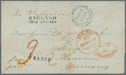 Großbritannien - Vorphilatelie: "CHELMSFORD NO.24.1849", Blue Cds. On Folded Cover With Red Oval Mar - ...-1840 Préphilatélie