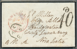 Großbritannien: 1854/1855, Shipletter From Swansea, Wales To Bridgewater, Nova Scotia With 10 D "Acc - Other & Unclassified