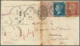 Großbritannien: 1857-1862 Three Covers (some Faults) To India All Franked By 1856 6d. Lilac, One Add - Autres & Non Classés