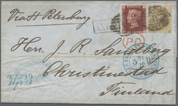 Großbritannien: 1864, 1 D Rose-red, Pl.86, And 9 D Bistre (left Margin Cut), Mixed Franking On Entir - Other & Unclassified