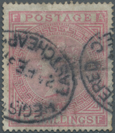 Großbritannien: 1882, QV 5 Shilling Rose On Bluish Paper With WM Anchor, Plate 4 Lettered AF, Cancel - Altri & Non Classificati