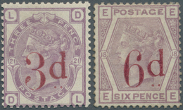 Großbritannien: 1883, QV Two Surcharges 3d. On 3d. Lilac (Plate 21, 'LD') And 6d. On 6d. Lilac (Plat - Altri & Non Classificati