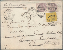 Großbritannien: 1884, Pair 2 1/2 D 1883 Issue On Cover From London To "Comtess Eleonore Seyn-Wittgen - Andere & Zonder Classificatie