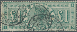 Großbritannien: 1891, QV £1 Green With Wmk. Three Imperial Crowns Lettered 'DI' Used With Three Part - Autres & Non Classés