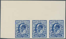 Großbritannien: 1902 King Edward VII, 1d Blue ECKERLIN PLATE PROOF ESSAYS Printed In 1924 On Ungumme - Andere & Zonder Classificatie