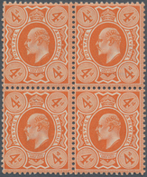 Großbritannien: 1911 KEVII. 4d. Bright Orange, Printed By Harrison & Sons, Block Of Four, Mint Never - Andere & Zonder Classificatie