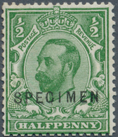 Großbritannien: 1912, ½d. Green, Wm Simple Cipher, Die 1B, With "Specimen" Overprint, Mint O.g. Prev - Altri & Non Classificati