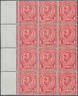 Großbritannien: 1912, 1d. Scarlet, Wm Simple Cypher, Left Marginal Block Of Twelve (slightly Separat - Andere & Zonder Classificatie