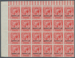 Großbritannien: 1912, 1d. Scarlet, Imperforate Marginal Block Of 24 From The Upper Left Corner Of Th - Andere & Zonder Classificatie