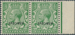 Großbritannien: 1924, ½d. Green, Wm Block Cypher, Right Marginal Horiz. Pair With DOUBLE "Specimen" - Andere & Zonder Classificatie