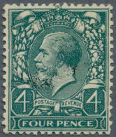 Großbritannien: 1924, 4d. Grey-green, PRINTED ON THE GUMMED SIDE And WATERMARK INVERTED, Hinged On U - Altri & Non Classificati