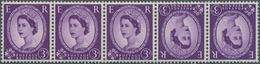 Großbritannien: 1958, 3d. Deep Lilac, Wm Multiple Crowns, Tête-bêche Pair (within Strip Of Five), Un - Other & Unclassified