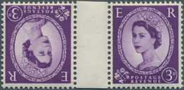 Großbritannien: 1958, 3d. Deep Lilac, Wm Multiple Crowns, Tête-bêche Pair With Gutter, Unmounted Min - Altri & Non Classificati