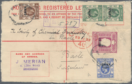 Britische Post In China: 1918, Registration Envelope KGV 10 C., Front Only, Uprated KGV 1 C., 2 C. P - Other & Unclassified