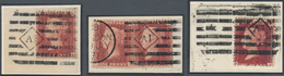 Großbritannien - Stempel: 1871, Group Of 3 Pieces With 1 D Rose-red, Each Tied By Clear AZEMAR Machi - Marcofilia