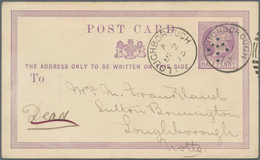 Großbritannien - Stempel: 1873, "Sloper Punch" Machine Cancel On 1/2 D Violet QV Psc From London Add - Marcofilia