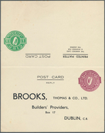 Irland - Ganzsachen: Brooks,, Thomas & Co.: 1946, 1/2 D. Pale Green And 1 1/2 D. Pale Violet Double - Postal Stationery