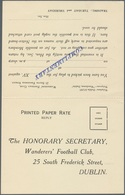 Irland - Ganzsachen: Wanderers' Football Club, Dublin: 1947, 1 D. Red Double Card With Black Print O - Postwaardestukken