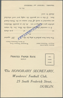 Irland - Ganzsachen: Wanderers' Football Club, Dublin: 1947, 1 D. Red Double Card With Black Print O - Postal Stationery