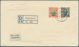 Island: 1931, Zeppelin 30 A. And 2 Kr. Tied By Cds. "REYKJAWIK 30.VI.31" To Registered Cover With Ze - Altri & Non Classificati