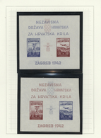 Kroatien: 1942, Proof: 2 Block 1 With Reversed Colors And Places, Mint Never Hinged. ÷ 1942, Probedr - Croazia