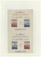 Kroatien: 1942, Model Airplane Exhibition, 2 Unperforated Block Issues Vertical Pair, The Lower Bloc - Croatia