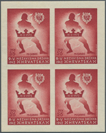 Kroatien: 1942, 3 K + 6 K Brown-carmine "Ustashe Youth", Imperforated Block Of 4, Mint Full Original - Croazia