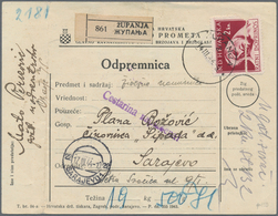 Kroatien - Besonderheiten: 1944, Dienst-Paketkarte Von Zupanja (14.3.1944) Nach Sarajevo, Für Paket - Kroatië