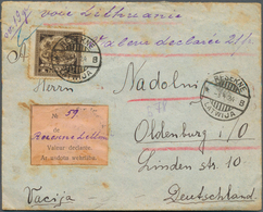 Lettland: 1924, 1lat Brown, Single Franking On Insured Letter 21fr./19gr. From "RESEKNE B 8.4.24" (H - Latvia