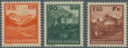 Liechtenstein: 1933, Freimarken ‚Landschaften Und Gebäude‘ Kompletter Satz Postfrisch Und Signiert B - Lettres & Documents