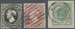 Luxemburg: 1852, Wilhelm III 10 C Schwarz Und 1 Sgr Hellbräunlichrot Sowie Briefstück Mit 1859 Wappe - Brieven En Documenten
