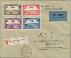 Luxemburg: 1932, Complete Set "Breguet Biplane" On Registered Cover From Luxembourg-Ville, 6.8.32, W - Covers & Documents