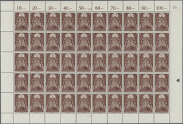 Luxemburg: 1957, Europa, 2 - 4 Fr. Je Im Kompletten Bogen Zu 50 Werten, Einmal Mittig Gefaltet, Tade - Storia Postale