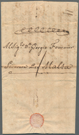 Malta - Vorphilatelie: 1774, Entire Letter From Palermo To Malta With Script "Siracusa Per Malta" An - Malta