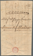 Malta - Vorphilatelie: 1774, Entire Letter From Palermo To Malta With Script "Siracusa Per Malta" An - Malte