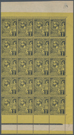 Monaco: 1891, Prince Albert I. 1fr. Black On Yellow Block Of 20 With Margins On Three Sides, MNH (tw - Ongebruikt